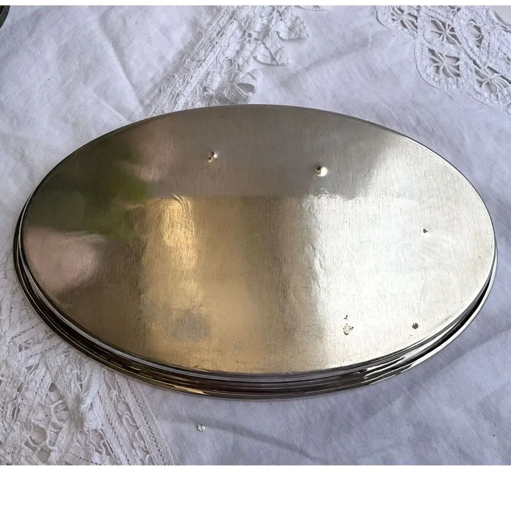 Sheffield Silver Co Vintage oval etched tray pierced sides beautiful